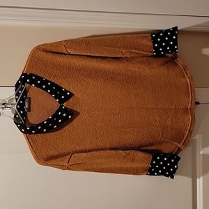 Shein mustard, with black and white polka dot sweater blouse